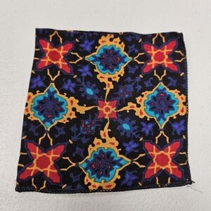 NEW Vintage 1990s Pocket Square Fleur De Lis Abstract Print Multicolor 9.5"